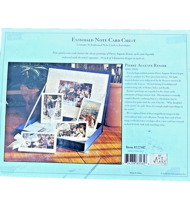 PIERRE AUGUSTE RENOIR - EMBOSSED NOTE CARD CHEST - CONTAINS 96 NOTE CARDS/ENVEL.