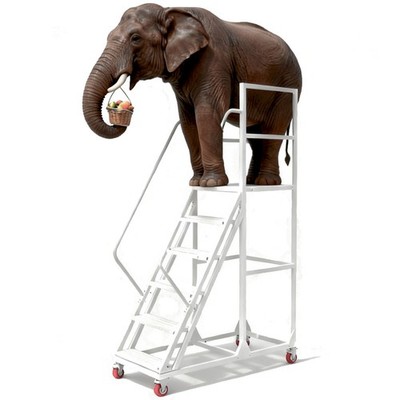 6 Step 1213 lbs Carbon Steel Rolling Platform Step Ladder Safety Non-Slip Stairs
