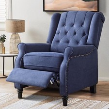 CANMOV Wingback Pushback Recliner Chair, High Back Upholstered Armchair