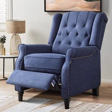CANMOV Wingback Pushback Recliner Chair, High Back Upholstered Armchair