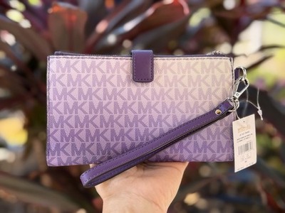 Michael Kors Jet Set Travel LG Double Zip Wallet Ombré MK Dark