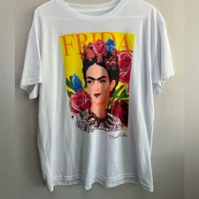 Frida Kahlo Graphic White T-Shirt XXL