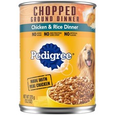 Pedigree Chopped Ground Dinner Chicken  Rice Dinner Adult Canned Wet Dog Food,