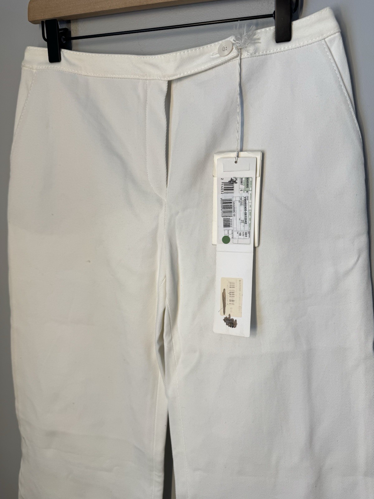 Valentino NWT Women’s Wide Leg Textured White Cotton Pants Sz US 6 thumbnail 3