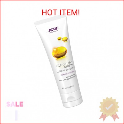 NOW Solutions, Vitamin D-3 Cream 1,000 IU Per Gram, High-Potency, Intense Moistu