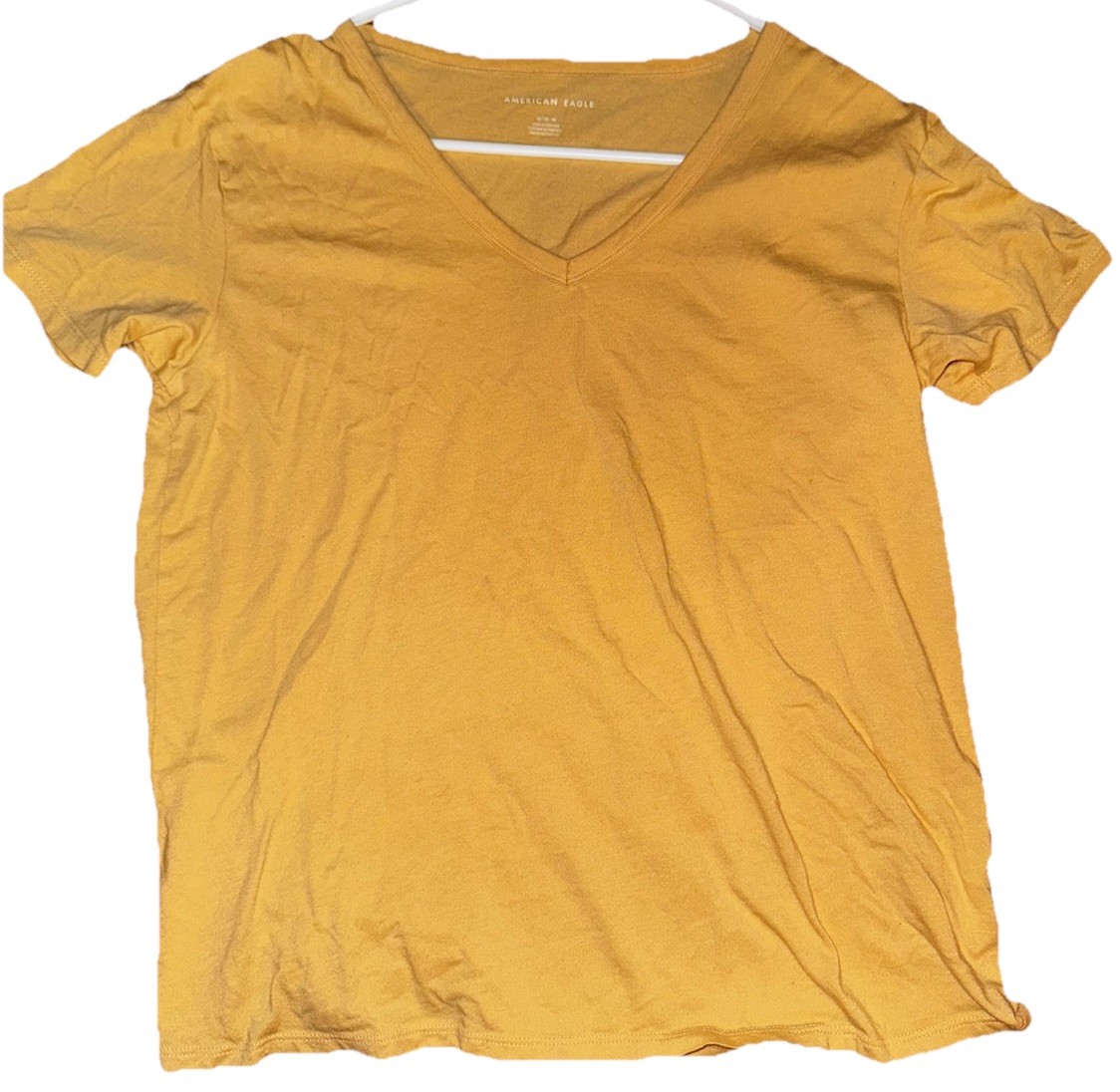 AMERICAN EAGLE YELLOW V-NECK CASUAL COTTON T-SHIRT SHORT SLEEVE WOMEN’S MEDIUM
