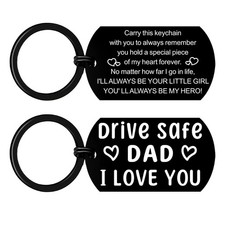 Drive Safe Dad Keychain from Daughter Father's Day Birthday Christmas Gift fo...