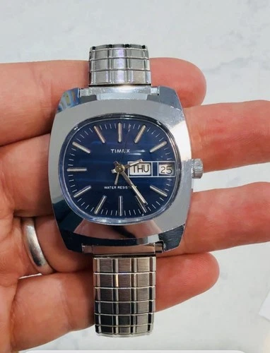 1979 Timex Marlin Day/Date TV Dial - Men’s - Blue Dial - Runs And Sets Well