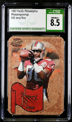 #ad #ad 1997 Pacific Philadelphia PhotoEngravings 33 Jerry Rice CSG 8.5 49ers HOF SP $29.99