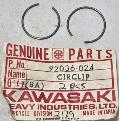 2 NOS 1973-1976 Kawasaki F12MX KX KX450 KX400 Piston Pin Circlips OEM 92036-024
