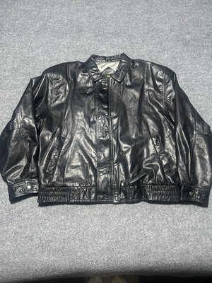 Vintage Neiman Marcus 90S Leather Bomber Jacket Size 44 Men s Black Shoulder Pad