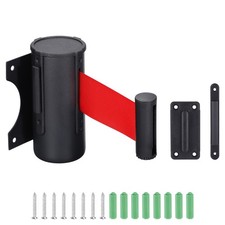 10 Feet Red Color Fixed Wall Mount Retractable Belt Barrier with Steel Case