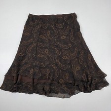 VTG Y2K Lauren Ralph Lauren Skirt Womens Large Paisley Silk Ruffle Hem Lined
