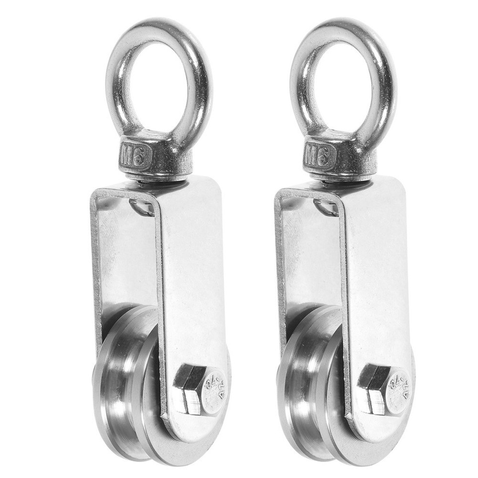 2pcs Small Stainless Steel Pulley Heavy Duty Lifting Wire Rope Track ...
