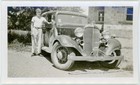 Vintage Snapshot Photo Jerry Boyer Posing w/ Dusty 1933 Chevrolet Master Sedan — photo 1