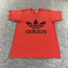 Vintage 80s Adidas Trefoil logo Red Single Stitch TShirt Medium Made In USA