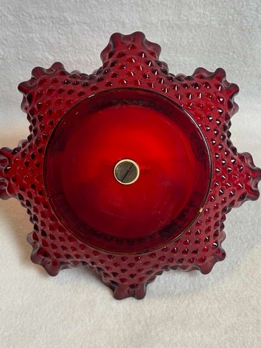 Vintage Ruby Red Hobnail Candy Dish with Handle - Picture 5 of 6