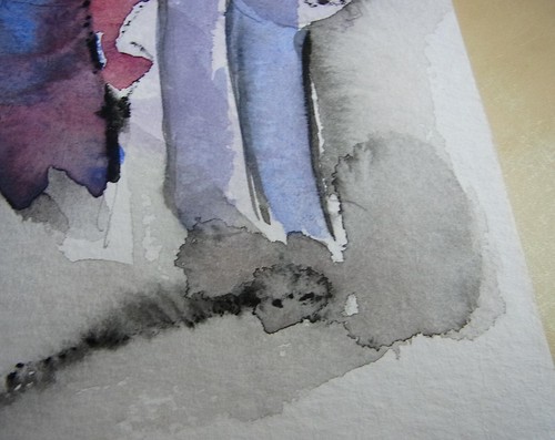 Bonita acuarela (30 x 24 cm), gente de luto, artista sin firmar desconocido - Imagen 3 de 6