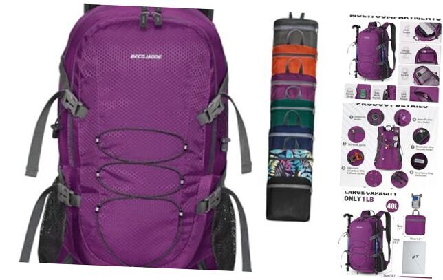 Lightweight 40L Purple Hiking Backpack for Women - Packable Daypack-image