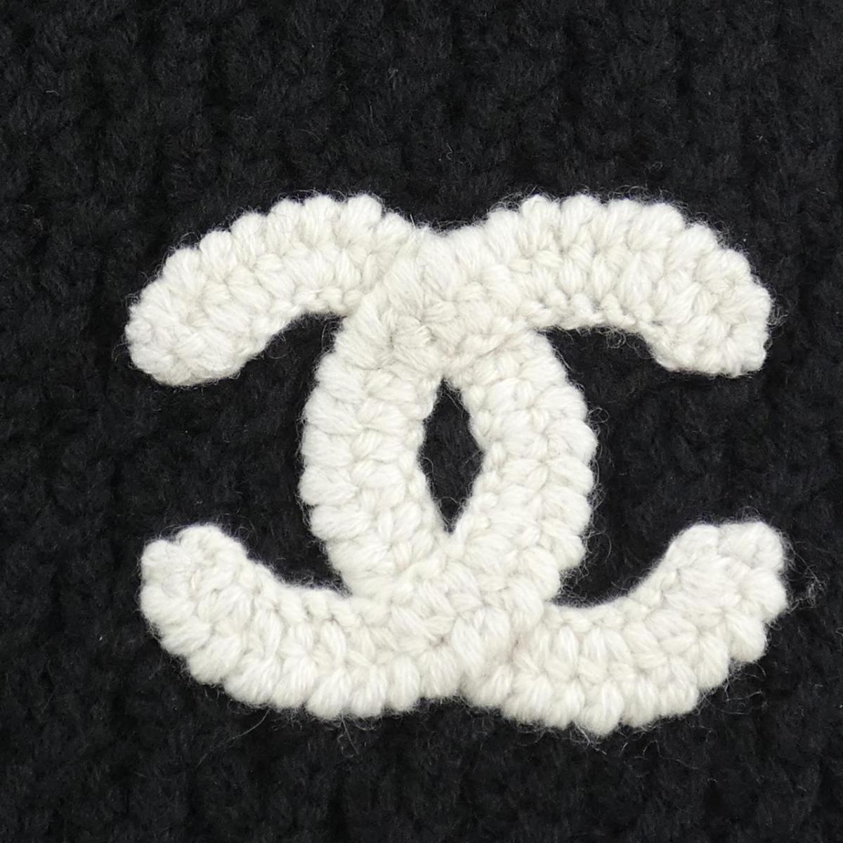 CHANEL ロゴスカーフ 100✖︎100 CHANEL CC Logos patch cashmere100 Scarf Black | eBay
