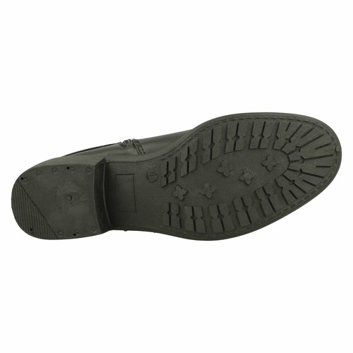 Ladies Spot On Negro Piel Sintética/Negro Mf Cremallera Botines con Cordones: - Imagen 10 de 19