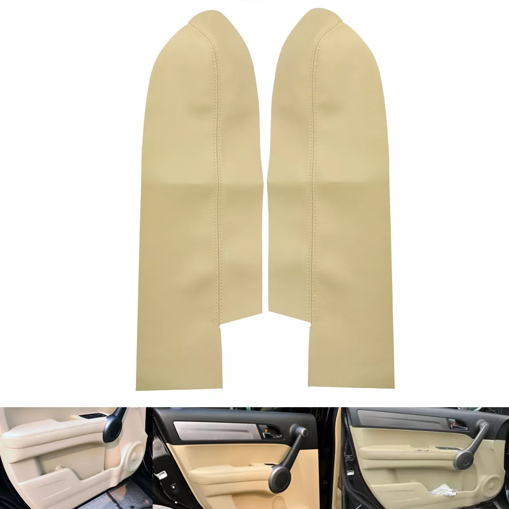 2x Beige PU Leather Front Door Panels Armrest Cover For Honda CR V
