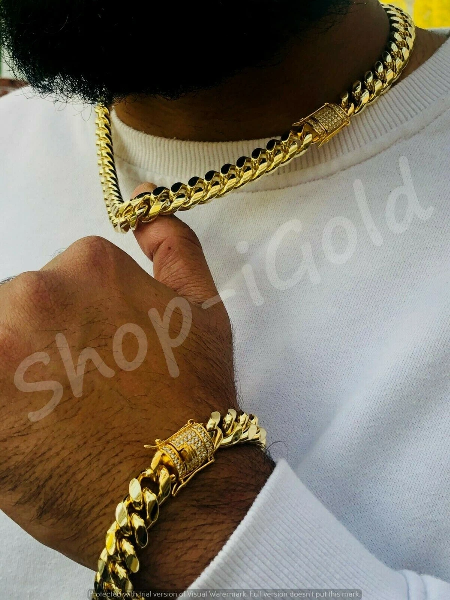 Cuban link bracelet and chain set deals
