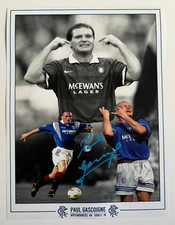 Signed Paul GASCOIGNE Rangers 16"x12" Montage - EXACT PROOF/COA  England