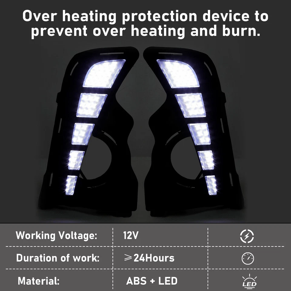 For Toyota Highlander 2017-2019 LED DRL Daytime Running Lights Driving Fog Lamps - Image 3 of 4