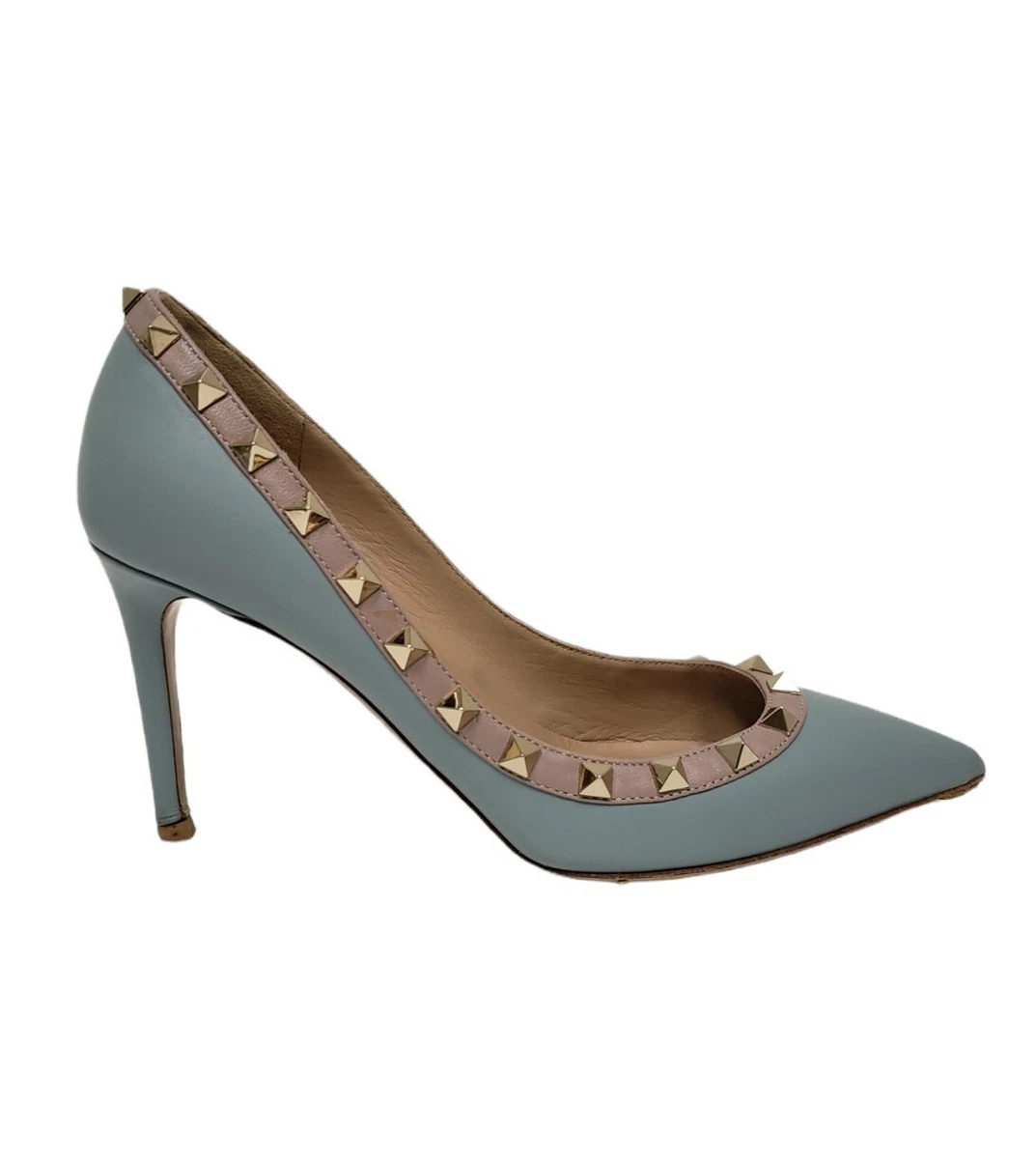 GARAVANI Light Blue Leather Rockstud Point Toe Pumps Heels 36.5 US 6.5 | eBay