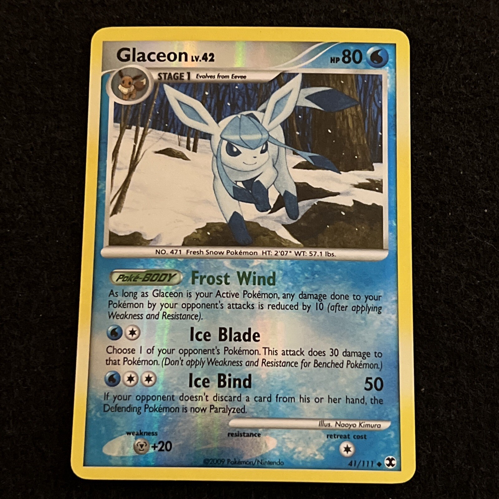 Pokemon GLACEON 41/111 (Reverse Holo) Rising Rivals - NM/Near Mint