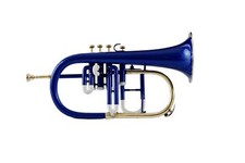 SUMMER SALE BRAND New Blue White Brass Bb/F 4 Valve Flugel Horn Free Case M/P
