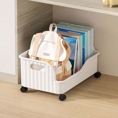 Plastic Movable Book Storage Box with Pulley Toy Storage Box Student - Picture 6 of 9
