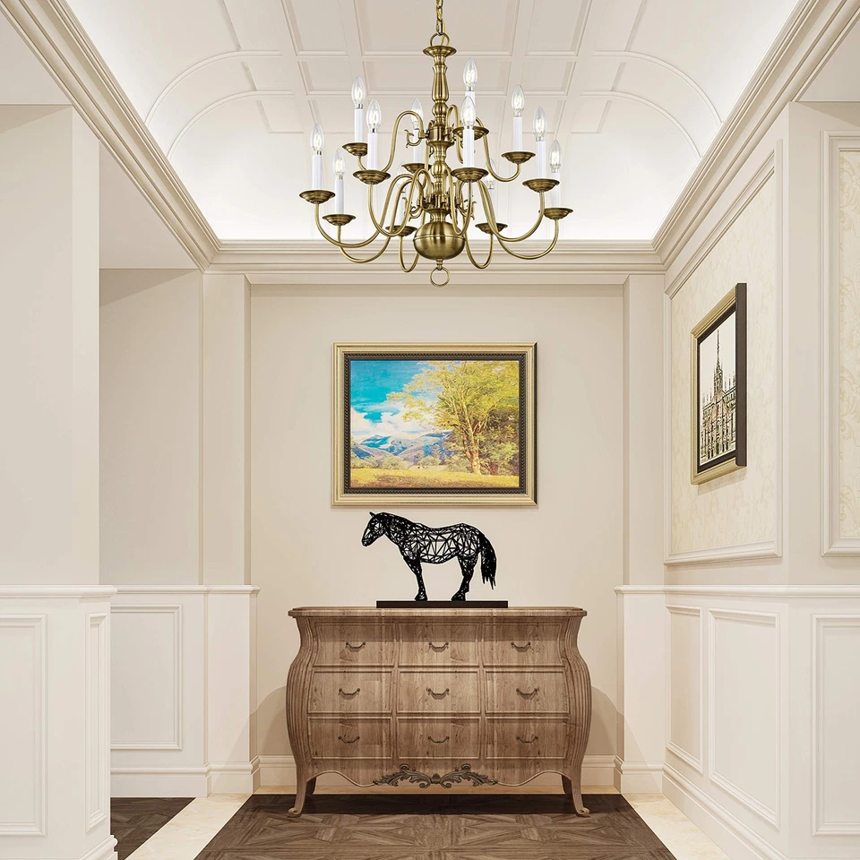 Lighting 5012-01 Williamsburg 12 Light Two Tier 8+4 Antique Brass Chandelier - Image 3 of 3