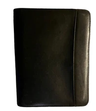 Vintage Day Runner planer leather cover 3 ring organizer black zip aruond read d