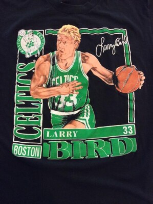 VINTAGE 1990 NUTMEG LARRY BIRD Black Men T-shirt All size NG2369