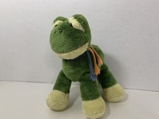 Animal Alley green yellow frog standing big funny feet plush orange blue ties