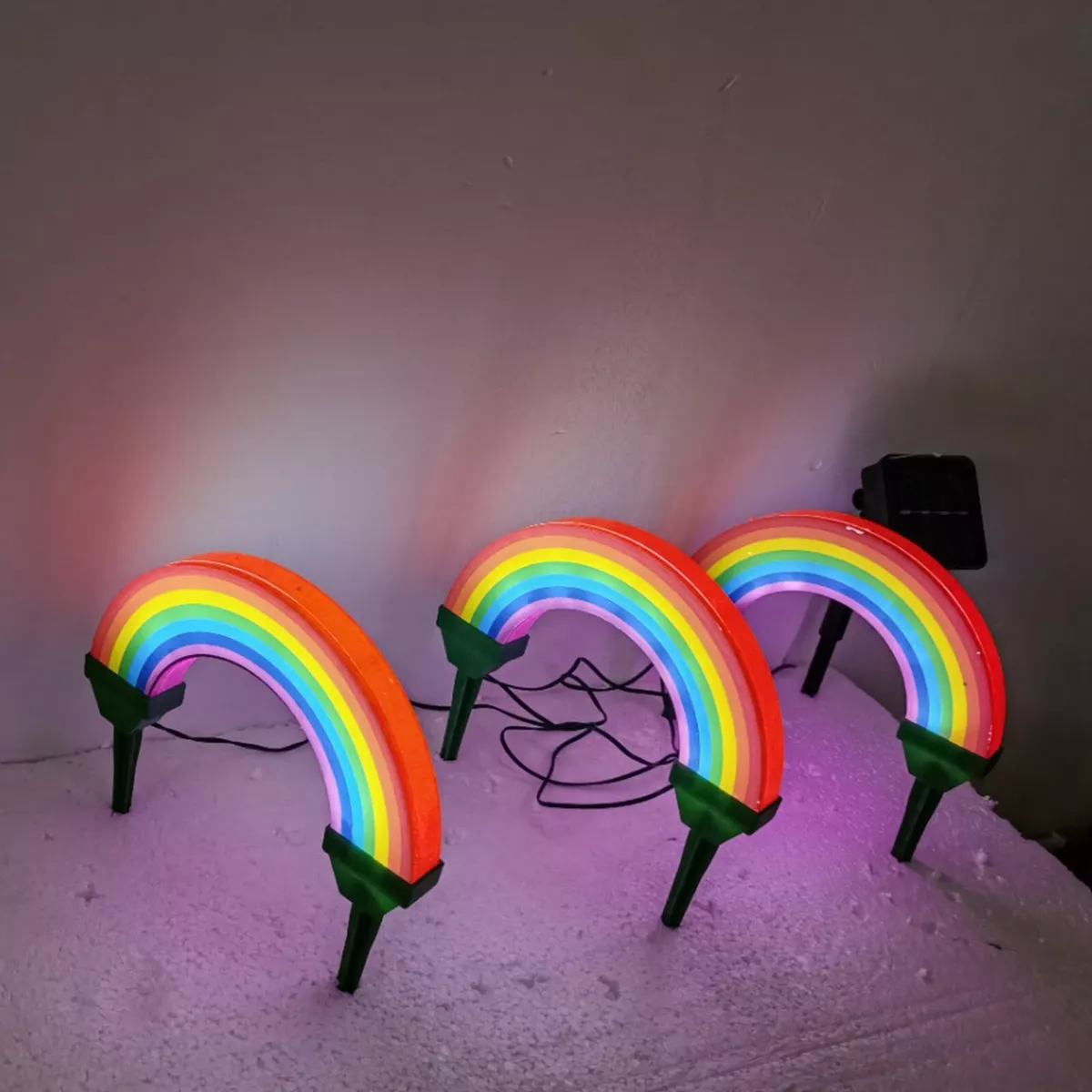 Solar rainbow stake lights deals