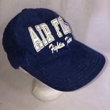 Vintage Air Force USA Made Blue Corduroy Snapback Hat