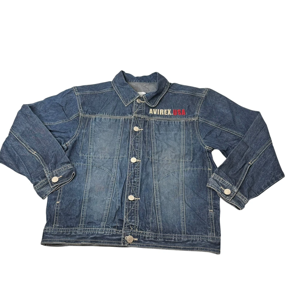 Chaqueta vaquera de colección Avirex EE. UU. parche bordado abotonada juvenil M Y2K Eagle Foto 2 de 4