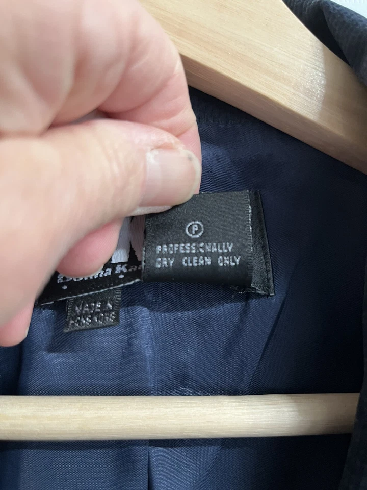 Chaqueta Blazer Larga DONNA KARAN DKNY Para Mujer De Colección Seda Lavada Azul Marino Años 90 Talla 12 Foto 3 de 4