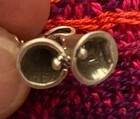Vintage Sterling Silver Wedding Bells with Bow Charm — photo 5