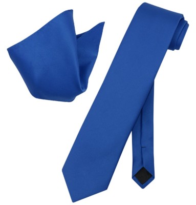 Vesuvio Napoli Solid EXTRA LONG Color NeckTie Handkerchief Men's XL Neck Tie Set