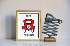 Monopoly FREE PARKING Art Print 8x10 Decor, Game Board Design (Unframed Artwork)