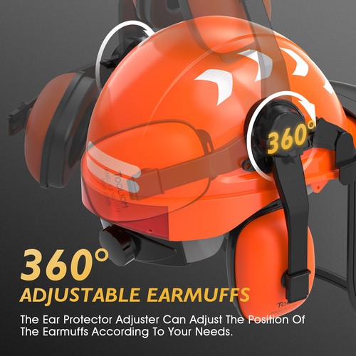 Casco de motosierra con protección para los oídos Casco de seguridad forestal con protector facial de malla - Imagen 7 de 8
