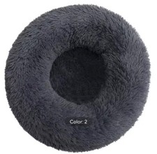 Donut Plush Pet Dog Cat Bed Fluffy Soft Warm Calming Bed Sleeping Kennel Nest