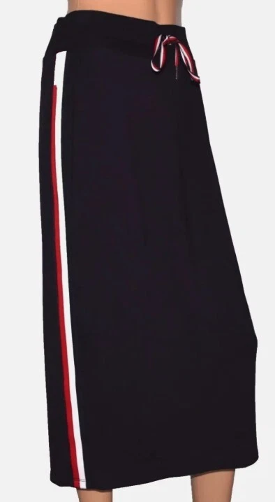 Tommy Hilfiger Talla M Azul Rojo Blanco Rayas Laterales Tejido Midi Falda Informal Patriótica Foto 2 de 4