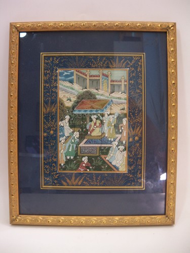 Antique Persian Miniature Watercolor Painting Nicely Framed - Picture 3 of 11