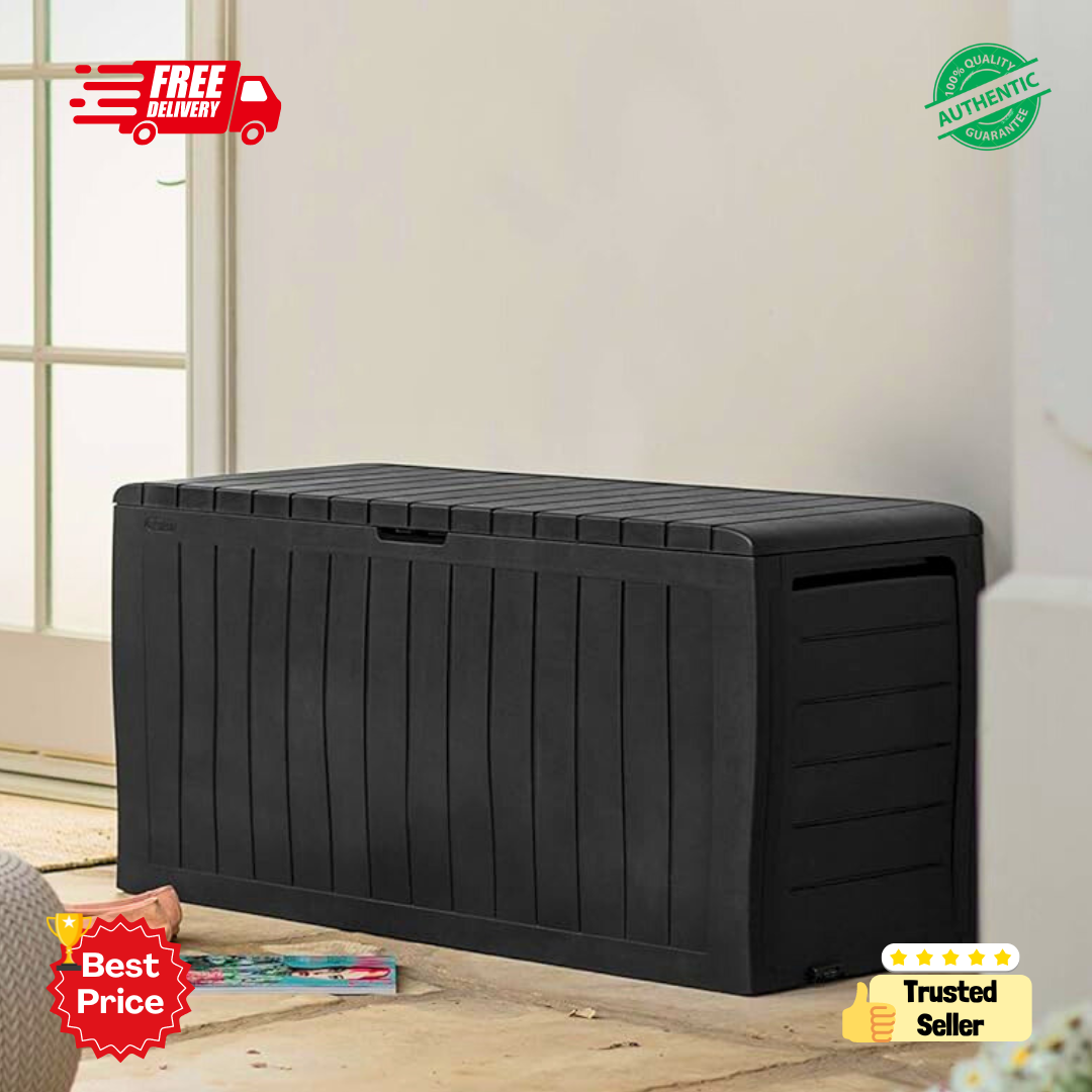 Boîte De Rangement Jardin Keter Marvel+ 270L - Gris Graphite - Résistante Aux Intempéries Et Verrouillable