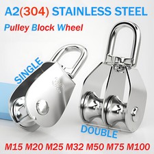 Heavy Duty Single/Double Pulley Block Wheel Swivel Lifting Rope- Stainless Steel